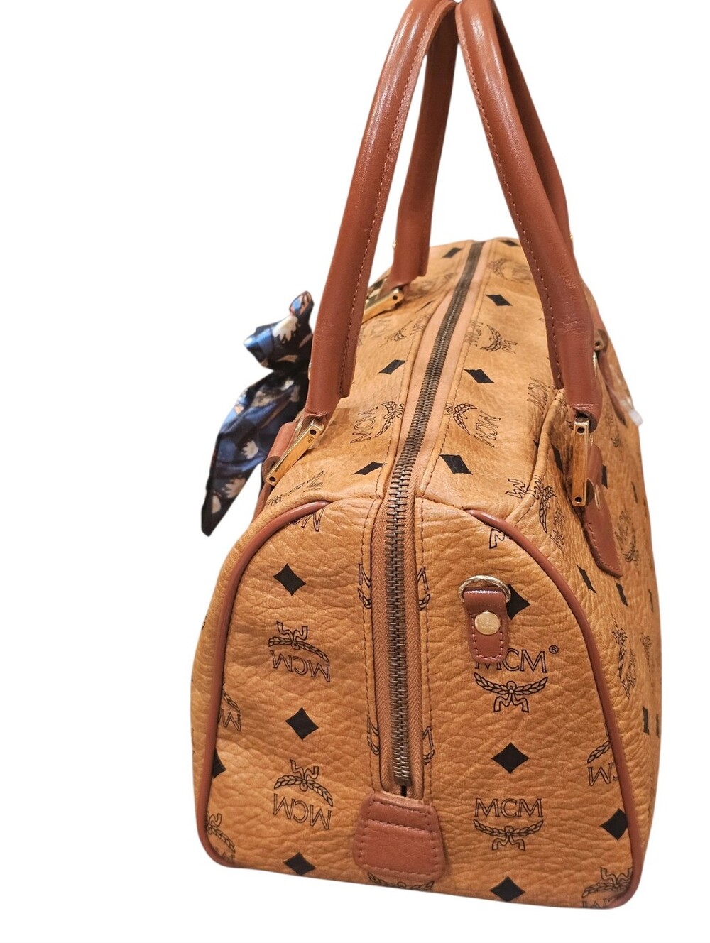MCM Vintage Cognac Visetos Boston Bag - Picture 8 of 10
